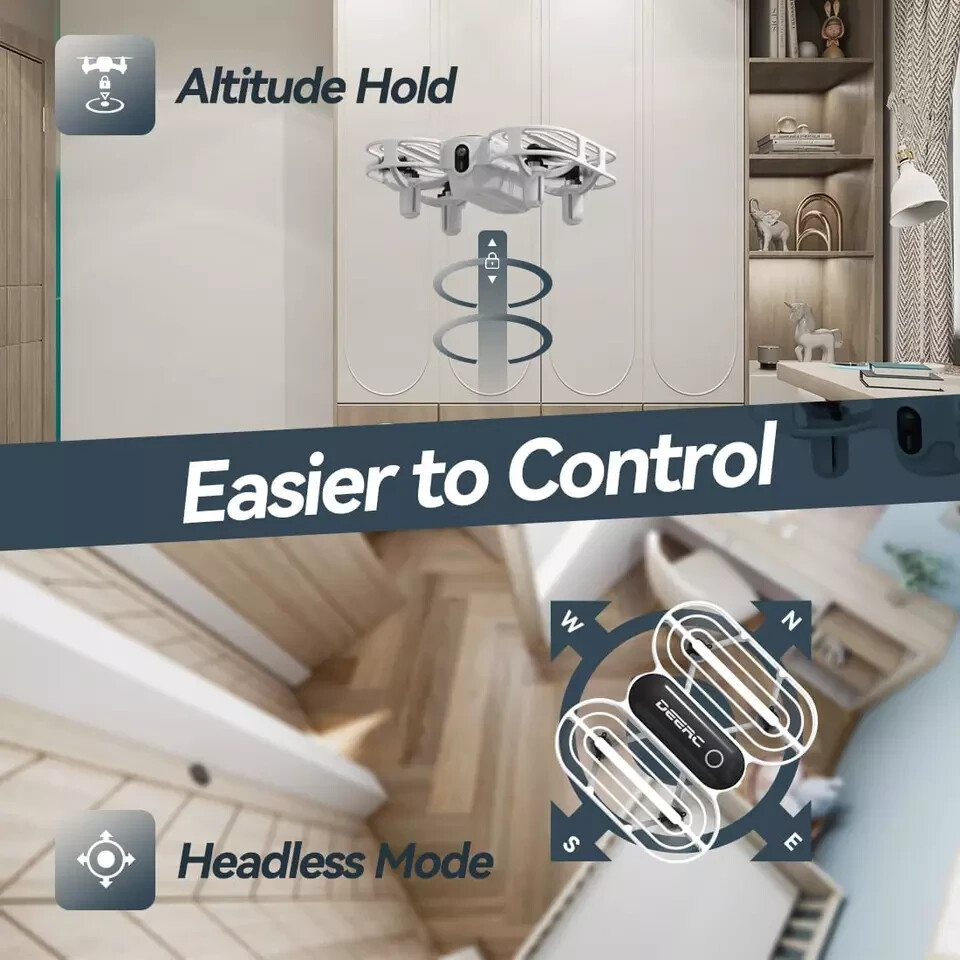 DEERC D11 Mini Drone Auto Hover Circle Fly 3 Speed Headless Mode 2 Batteries RTF