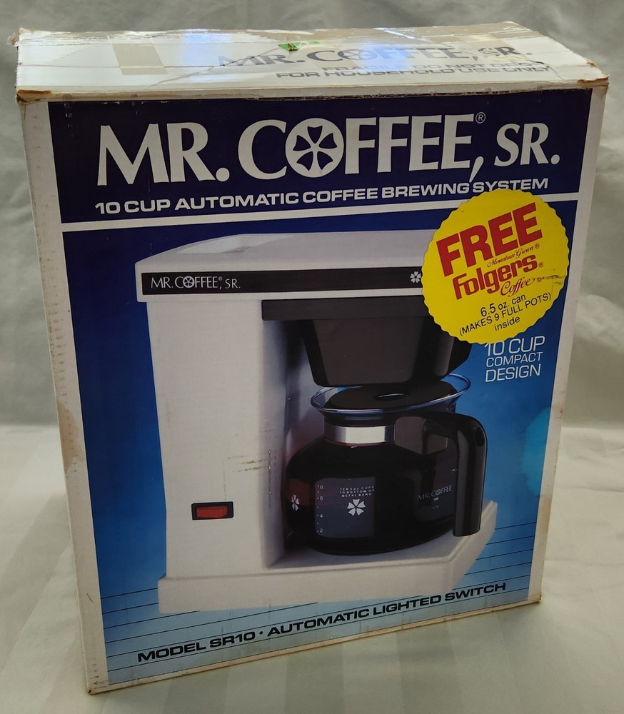 MR. COFFEE SR. 10-Cup Compact Automatic Brewing System SR-10 Box & Manual TESTED