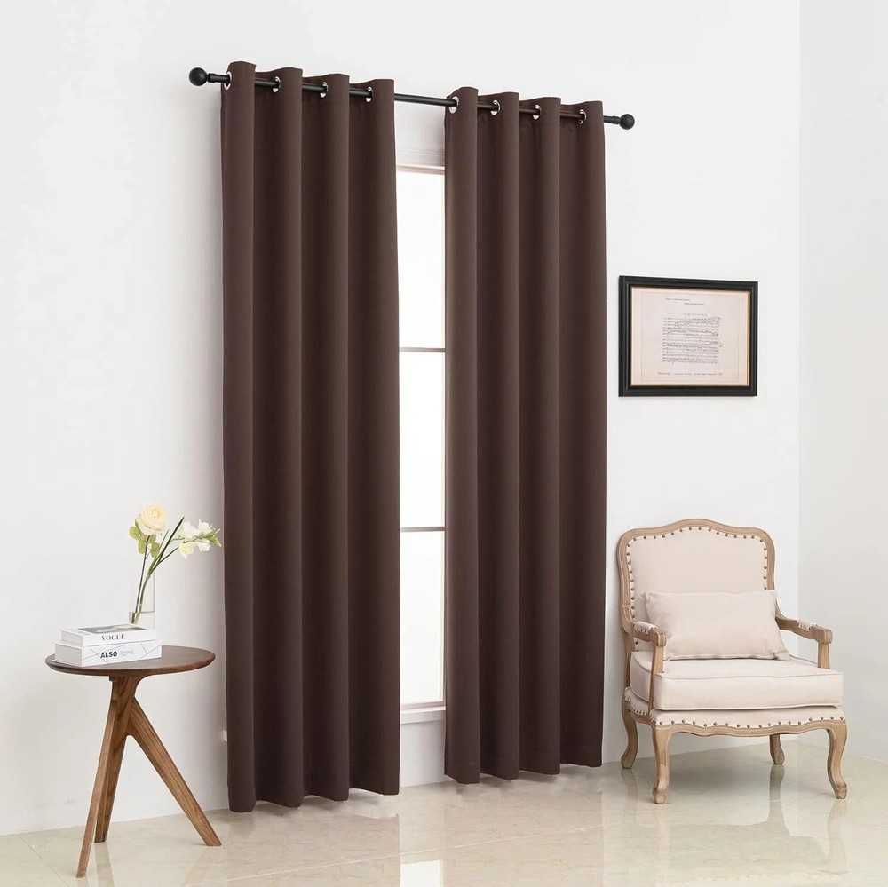 Grommet Blackout Curtains 96 Inches Long 2 Panels, Light Blocking Window Drapes