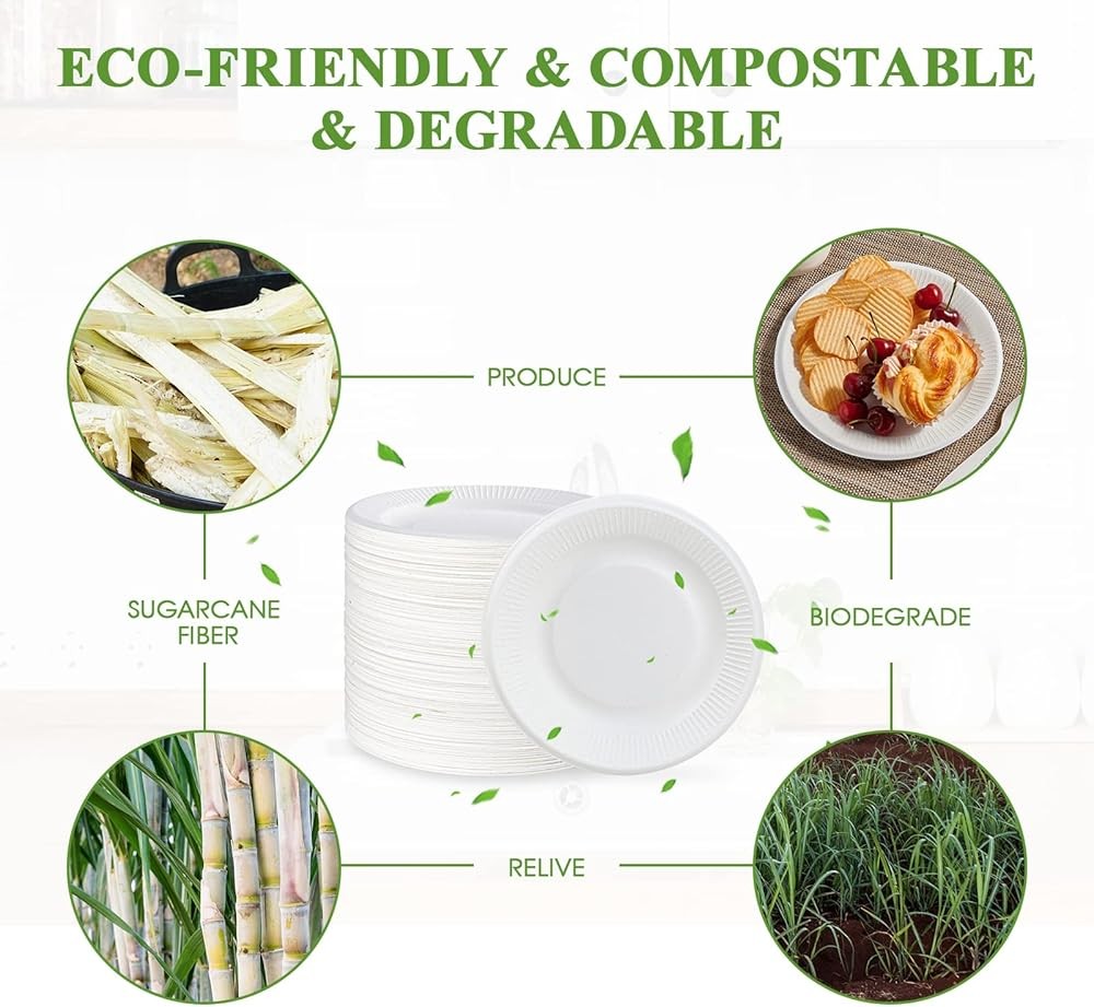 postable Paper Plates, 7 Inch Disposable Paper Plates,