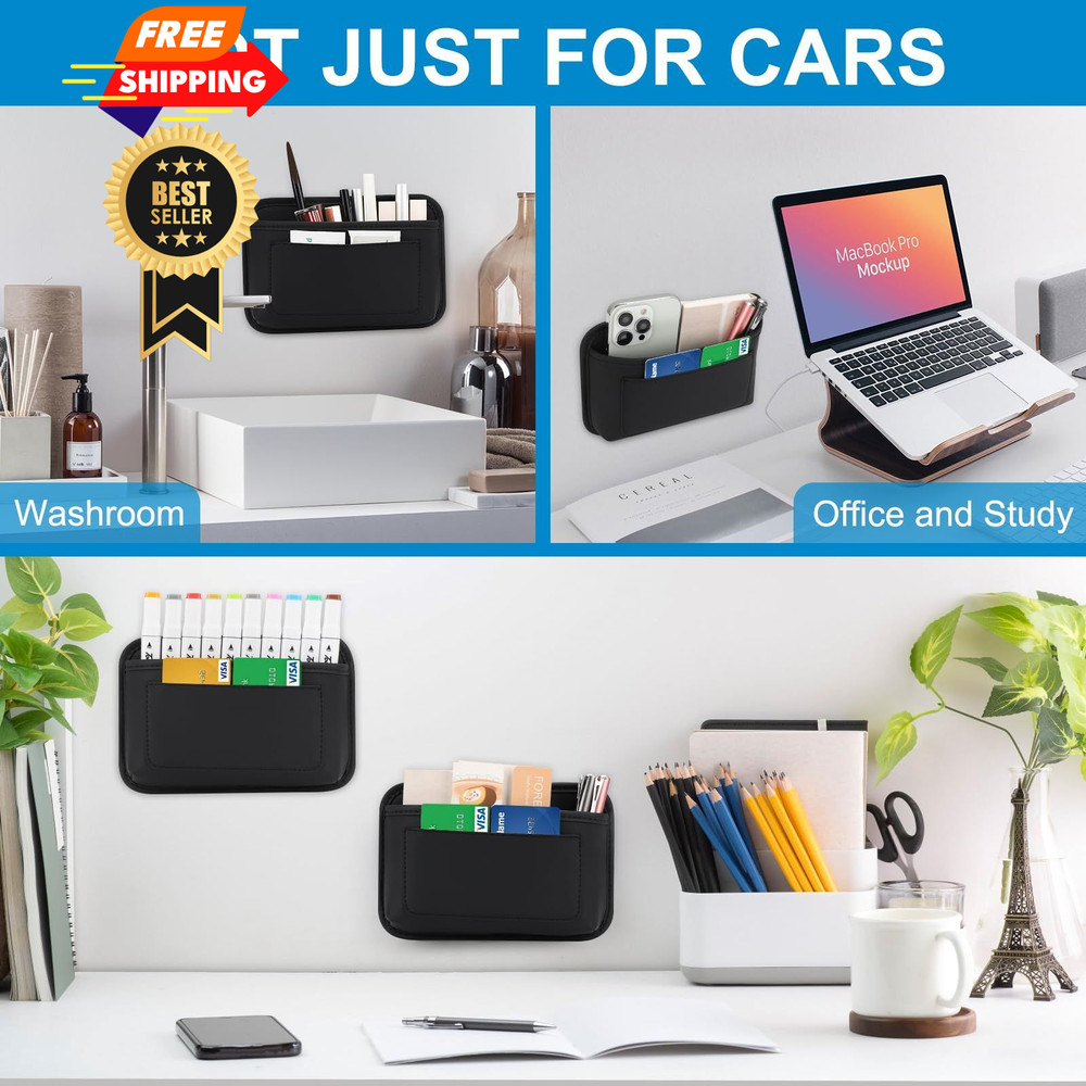 Accmor Universal Car Side Pocket Organizer, PU Leather Pouch black