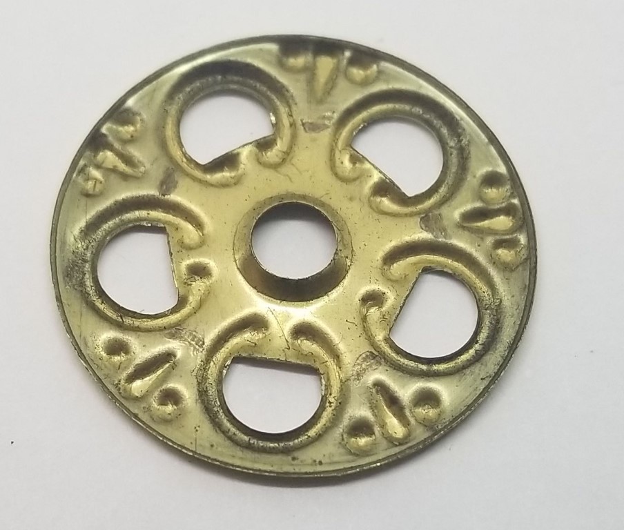 Stamped Brass BACKPLATE Victorian bail pull pierced rosette fancy decorative old