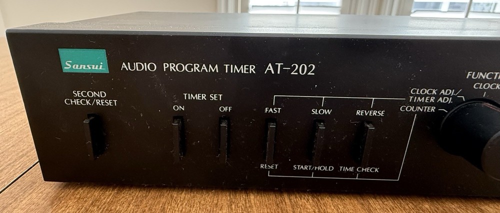 Sansui AT- 202 audio program timer in black. 3 outlets to control system. Tested