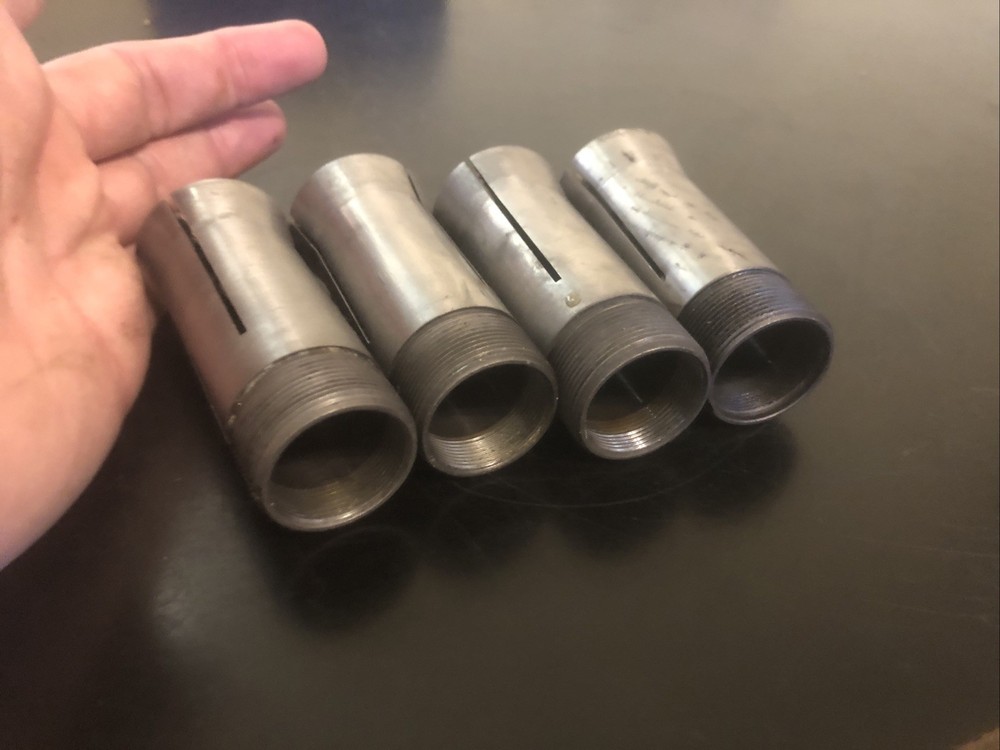 4 Hardinge "Emergency" Collets E2, E, E2, E1 used condition internal threads