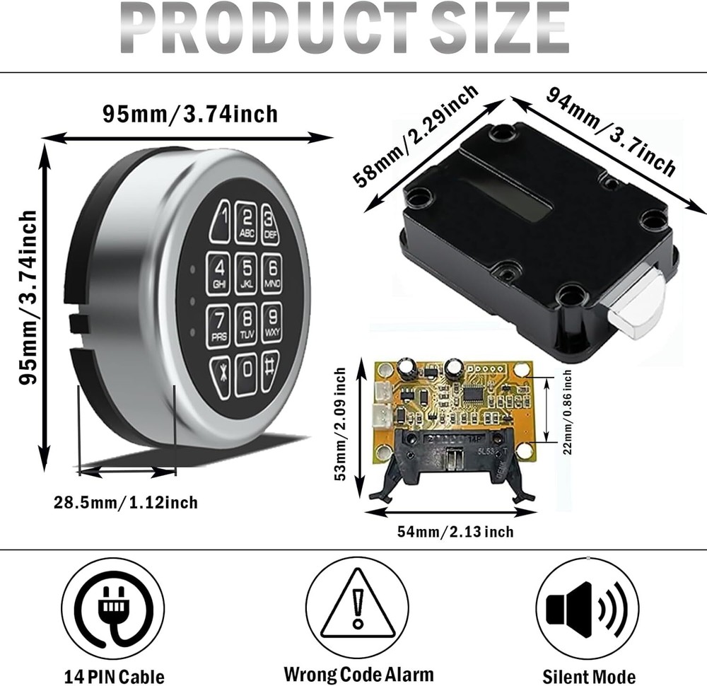 Gun Safe Lock Replacement Chrome Keypad Electronic Swingbolt Lock Home Safe Box