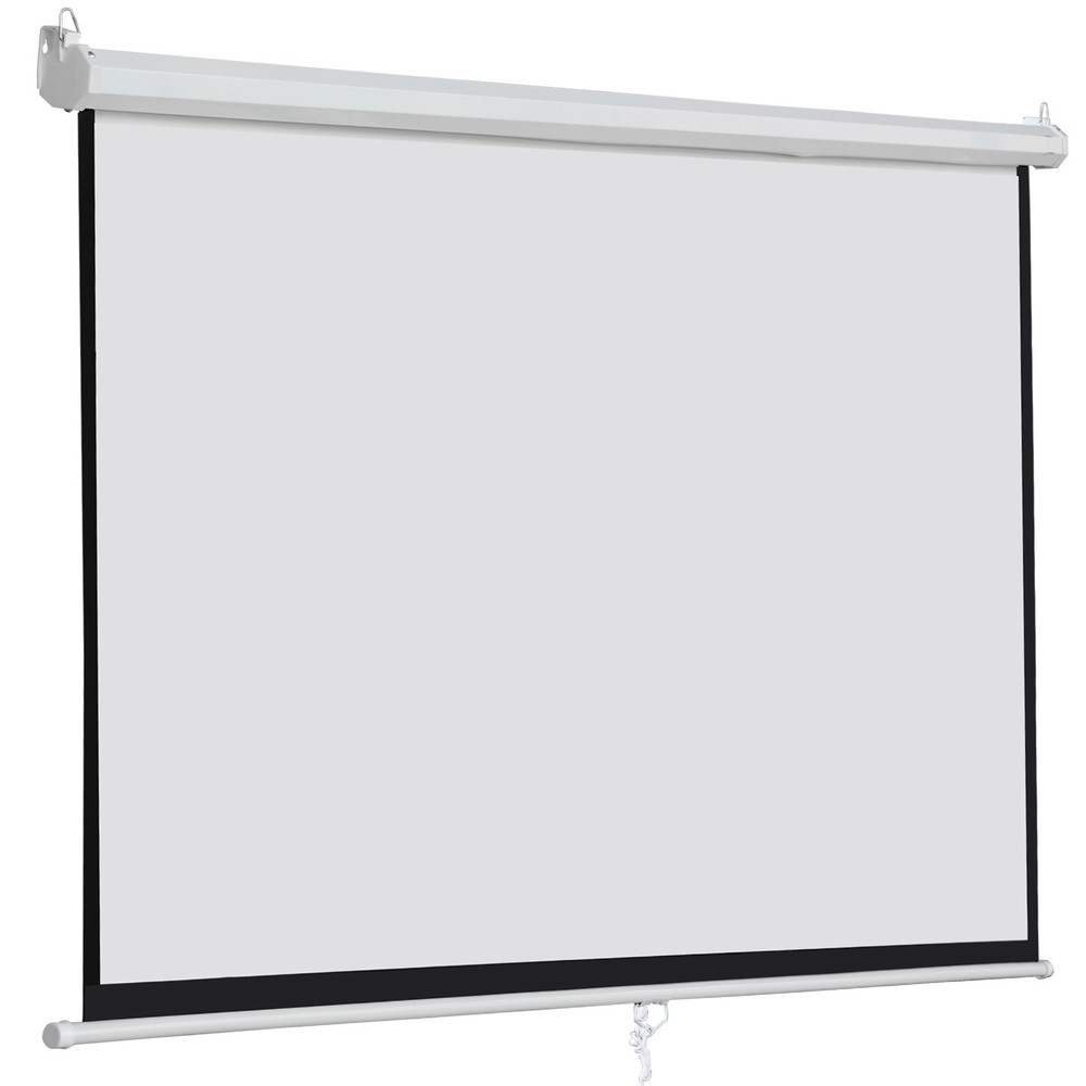 16:9 Home Movie 100" Manual Projection Screen Pull Down Projector Matte White