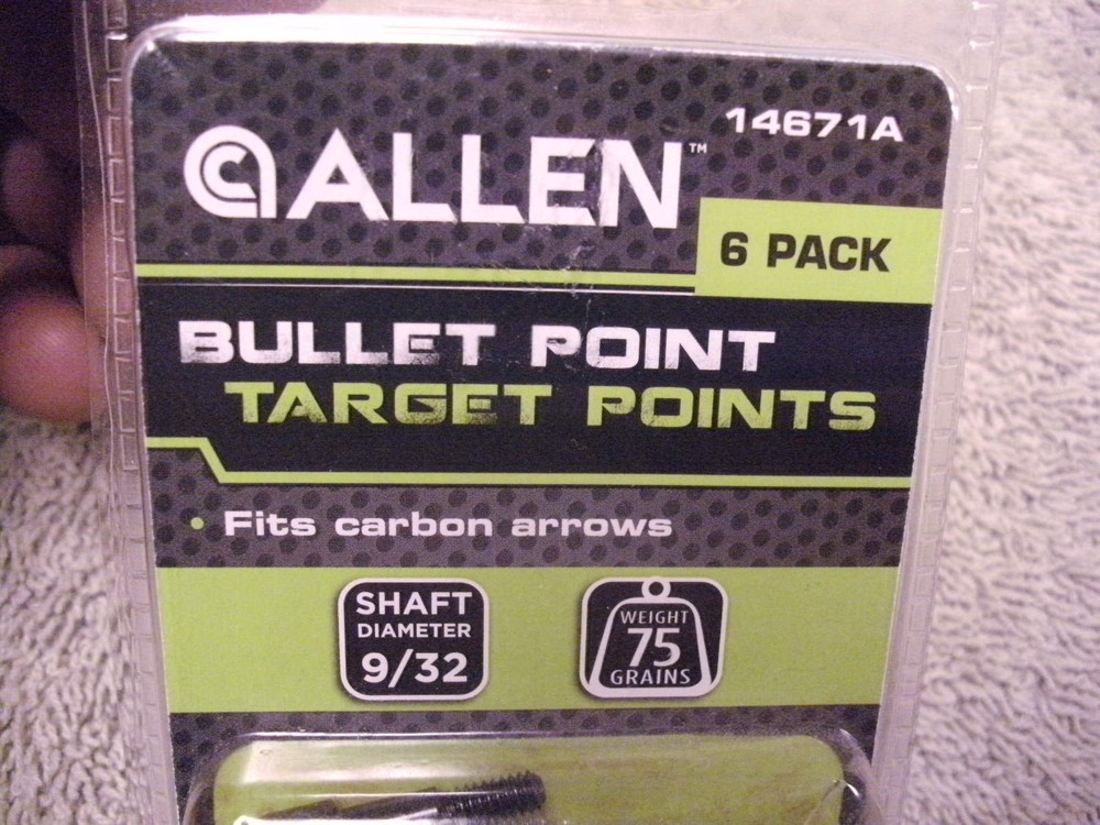 Allen Bullet Point Target Points 6 Pack 75 grn for carbon arrows