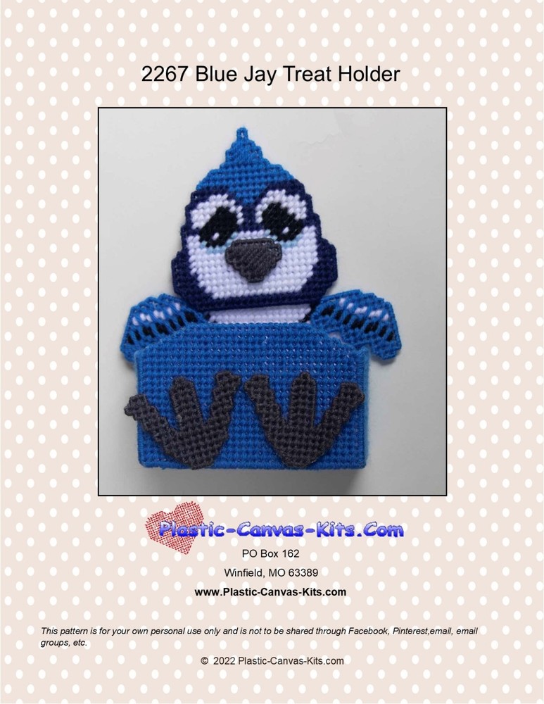 Blue Jay Bird Treat Holder-Plastic Canvas Pattern or Kit