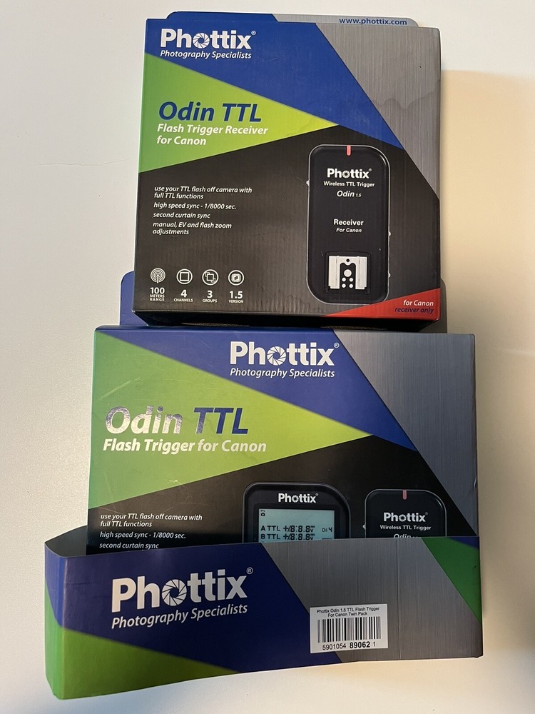 Phottix Odin TTL Flash Transmitter & Receiver Twin PACk Canon Camera wireless