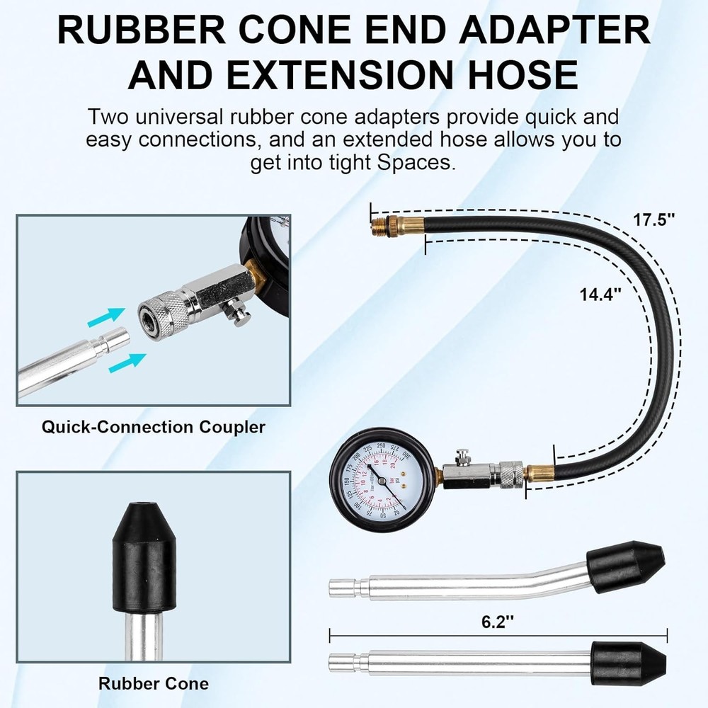 Small Engine Cylinder Compression Gauge Tester Kit Gas Diagnostic Tester Set