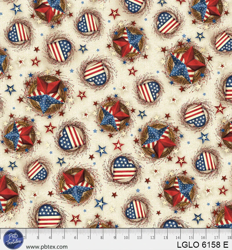 Love & Glory Americana Wreath Fabric Panel
