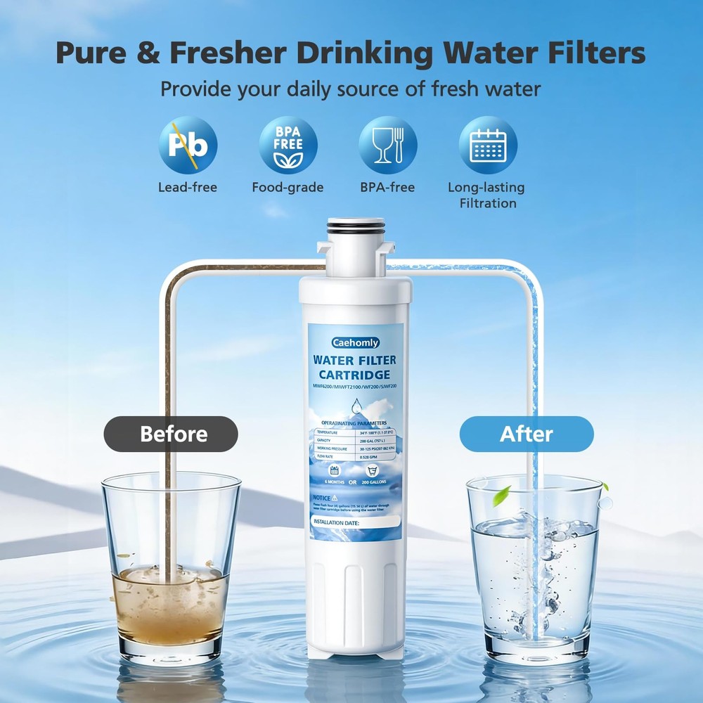 2 PACK Water Filter Cartridge MIWF6200 Compatible MRS26D5AST MF-2008-R2
