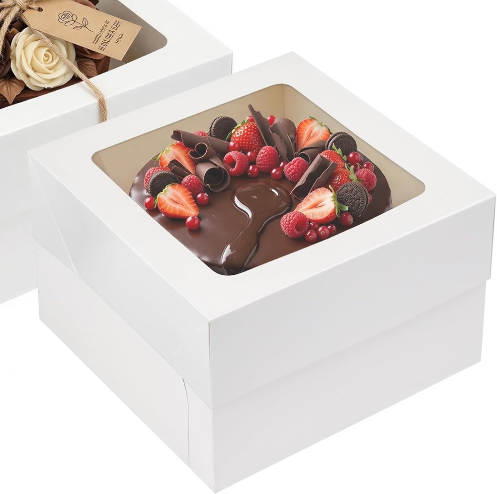 Cake Boxes, 12x12x6 Inch Cake Boxes, Bakery Boxes with Window for