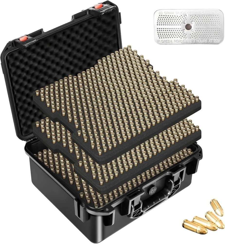 9mm Ammo Box Storage Case: Waterproof Ammo Case Organizer, Durable Ammunition Ca