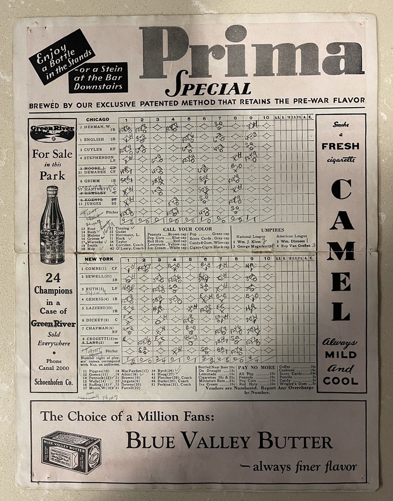 BABE RUTH 1932 World Series Program -Famous “BABE RUTH Called Shot” In Chicago🔥
