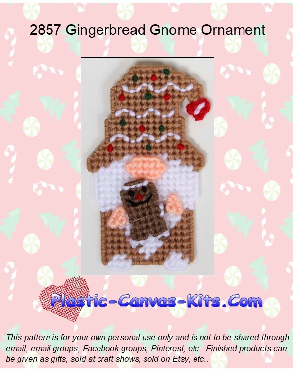 Gingerbread Gnome Christmas Magnet- Plastic Canvas Pattern or Kit