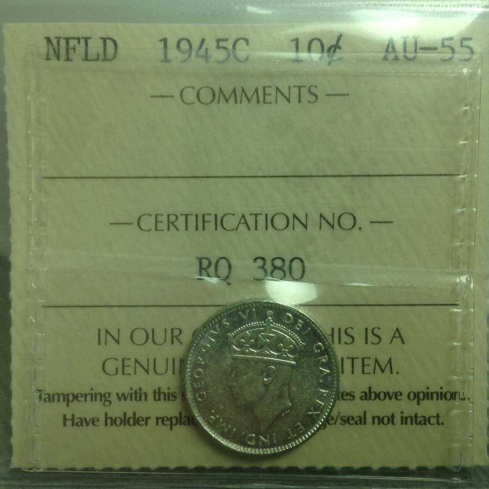 1945C - Ten Cent - ICCS - AU-55 - Newfoundland