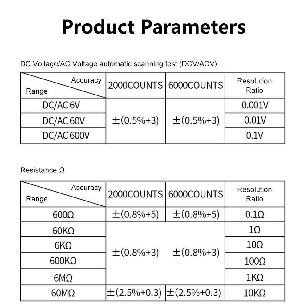 Digital Multimeter Voltmeter Smart SMD Tester AC DC Ammeter Diode Tester Meter