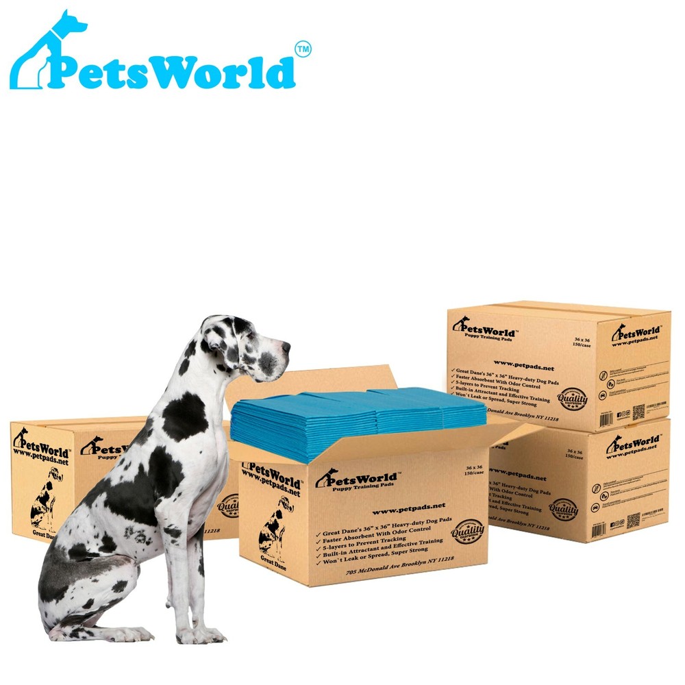 PETSWORLD Great Dane Dog Training Pads 36x36, Case 600