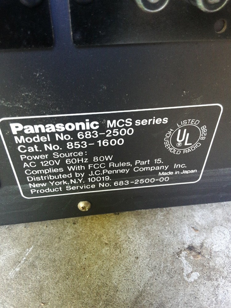 Panasonic MCS Series Matched Component System 683-2500 POWERS UP!!