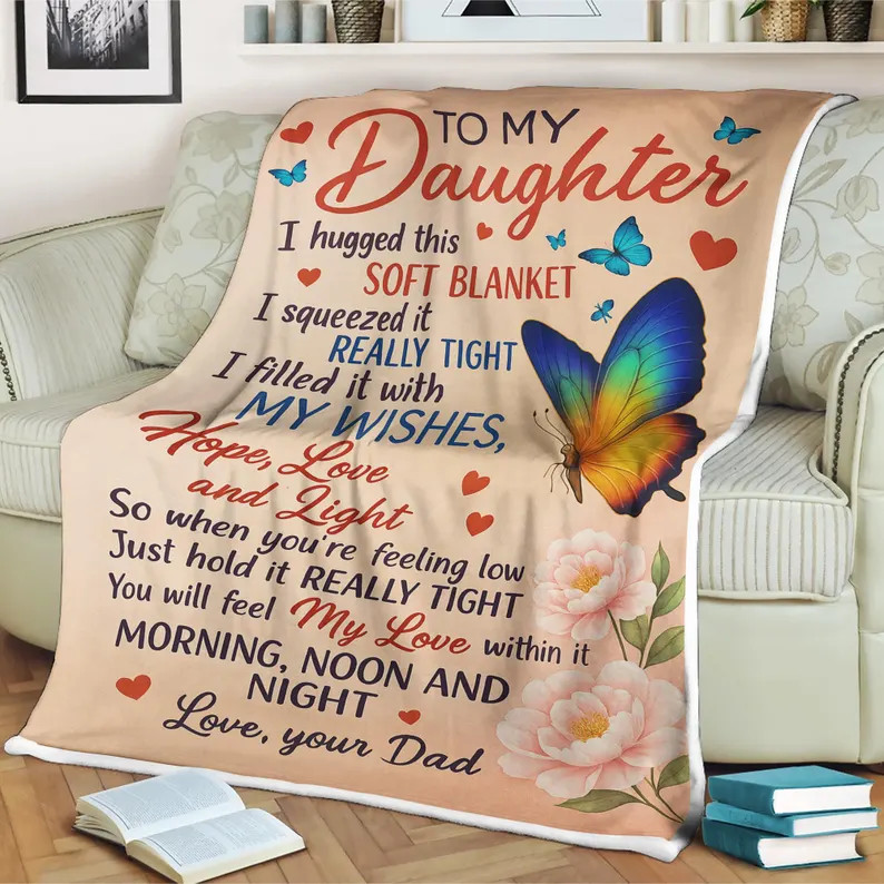 Personalized Blanket for Daughter Custom Name Gift Birthday Christmas Soft Warm