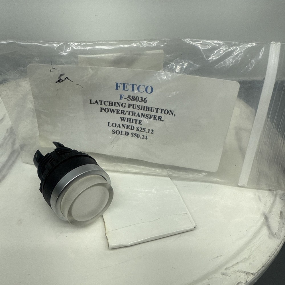 (NEW) Fetco White Latching Pushbutton Power/Transfer Part # F-58036