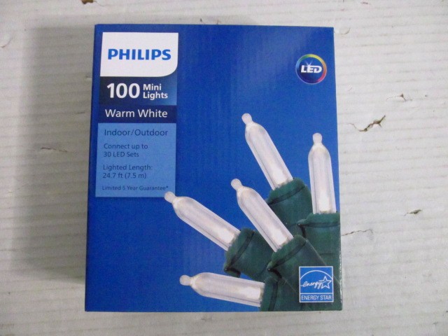 Philips 100 LED Mini Lights, Warm White with Green Wire