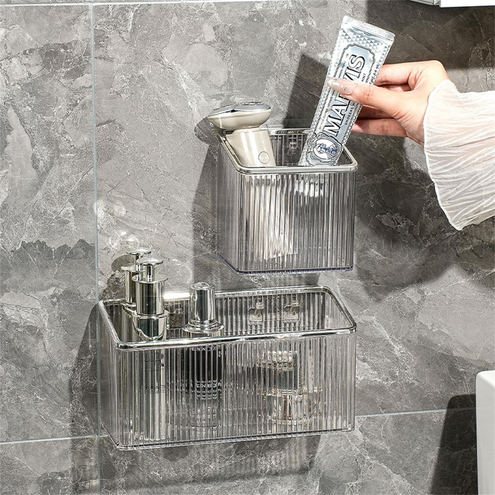 Floating Shelves Wall Bin Organizer Adhesive Wall Mounted Plastic Storage Org...