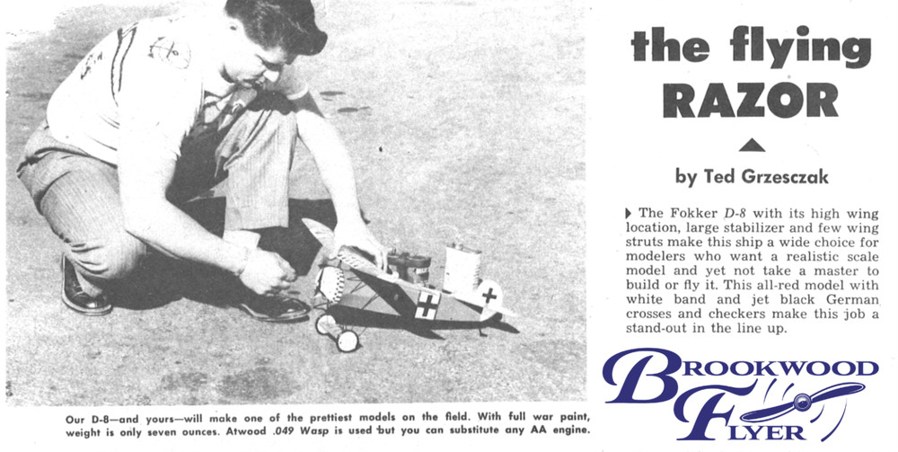 FOKKER D-VIII PLAN & CONSTRUCTION ARTICLE for Scale Free Flight Model Airplane