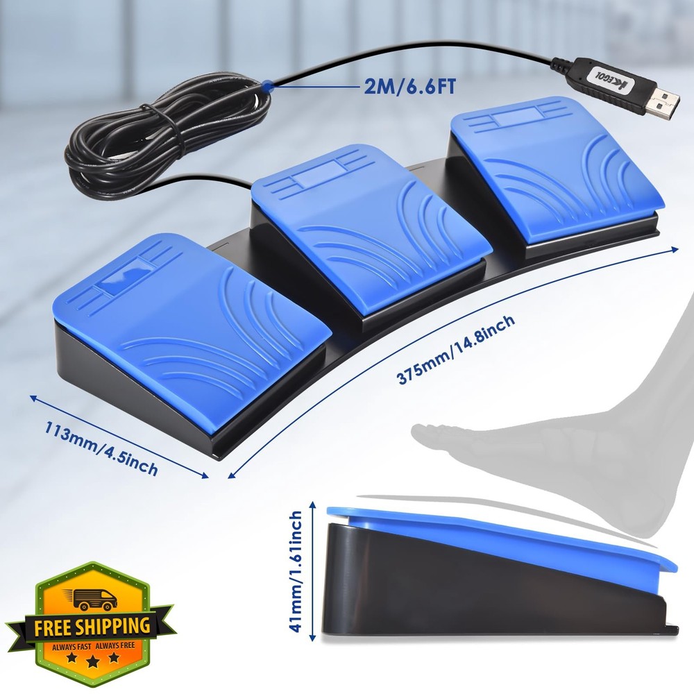 iKKEGOL USB Triple Foot Pedal Switch Computer Control