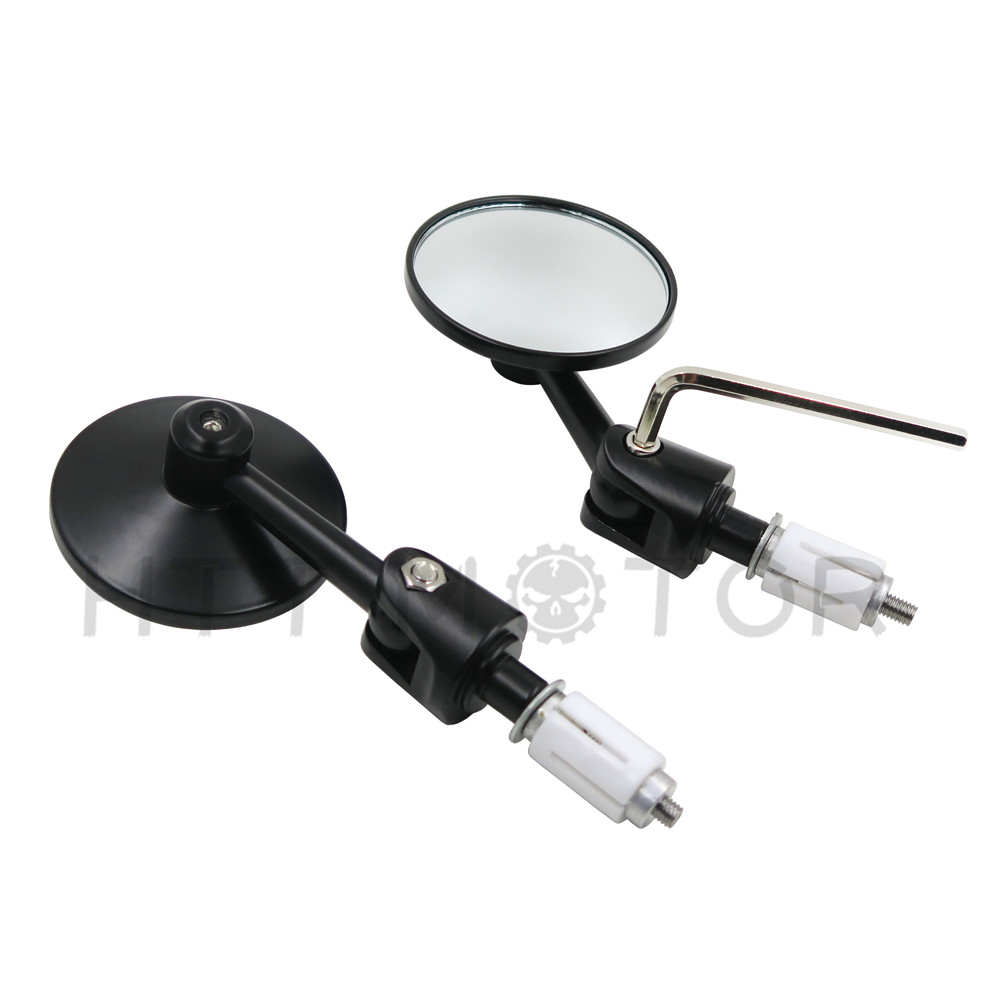 Round Bar End 1" 25MM Mirrors Adjustable Foldable For Harley Davidson Black