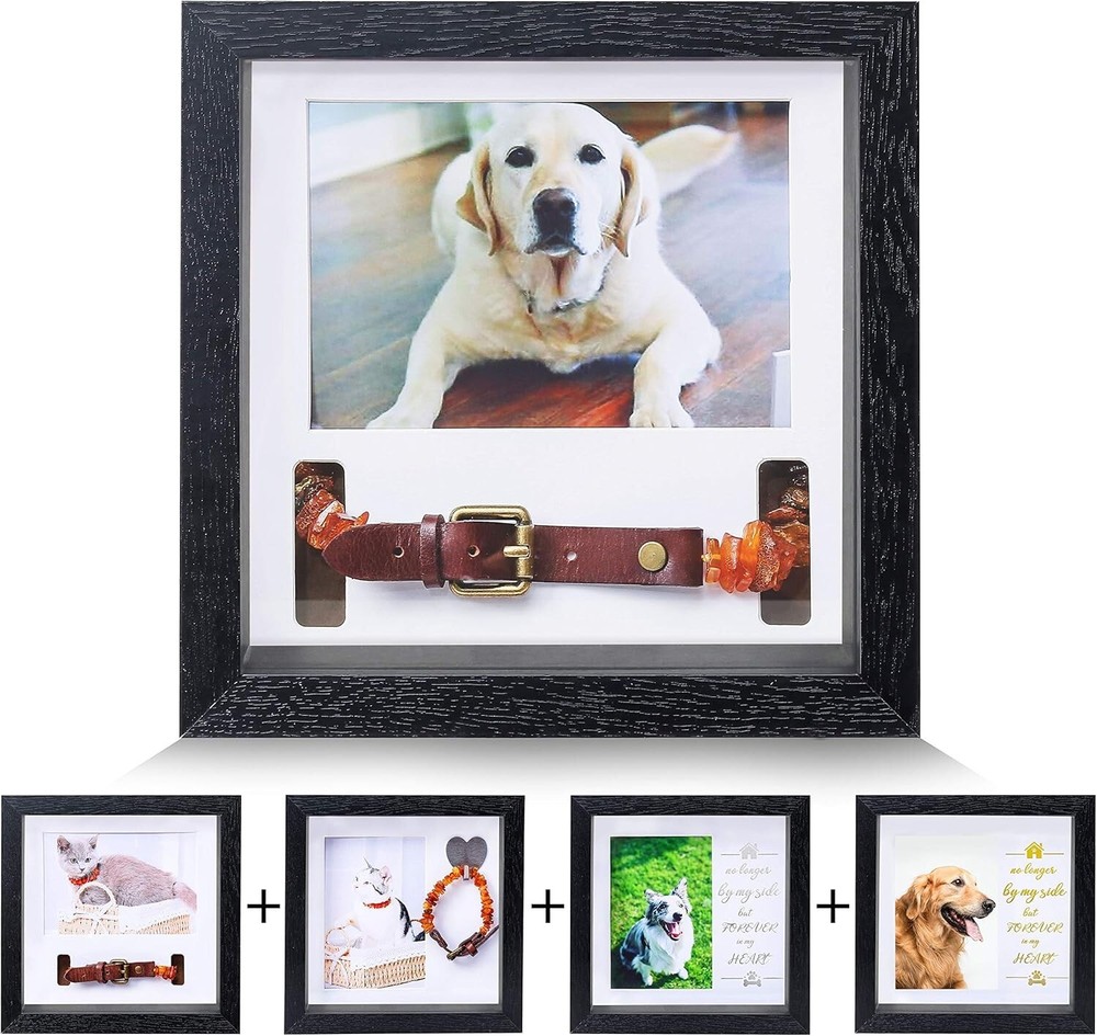 Elegant 9x9 Pet Picture Frame with Collars - Heartfelt Memory Keepsake