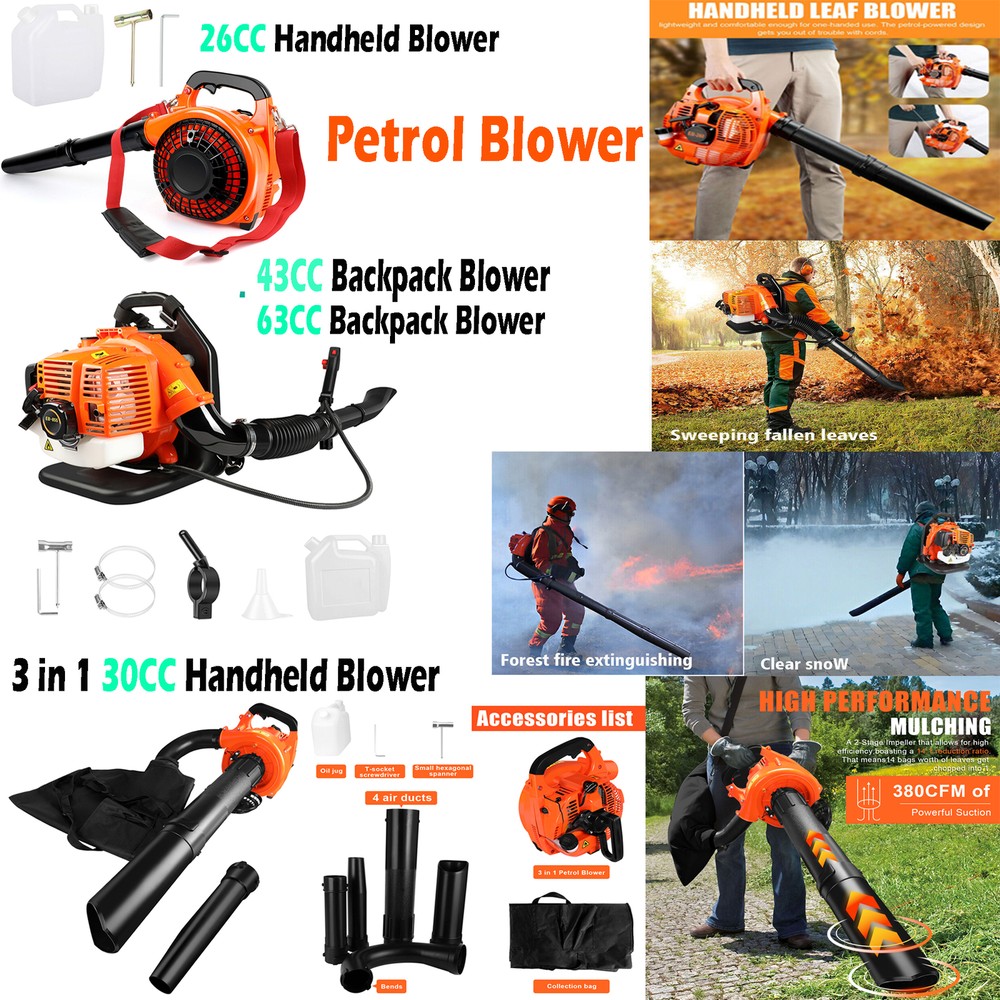 🔥26CC/43CC/30CC/63CC Leaf Blower Gas Powered Snow Blower 2-Stroke Engine 4Types