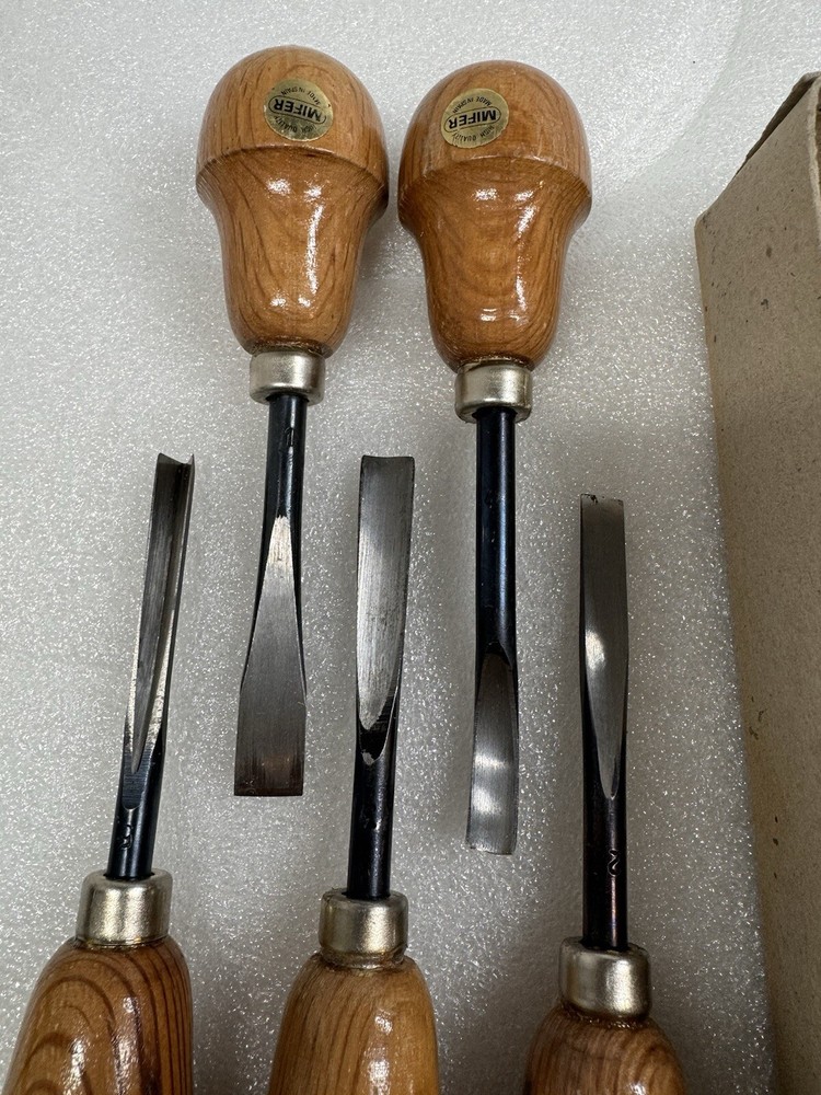 5 Piece Mifer Wood Palm Carving Set Wood Working Tools Chisels Gouges Ref 500