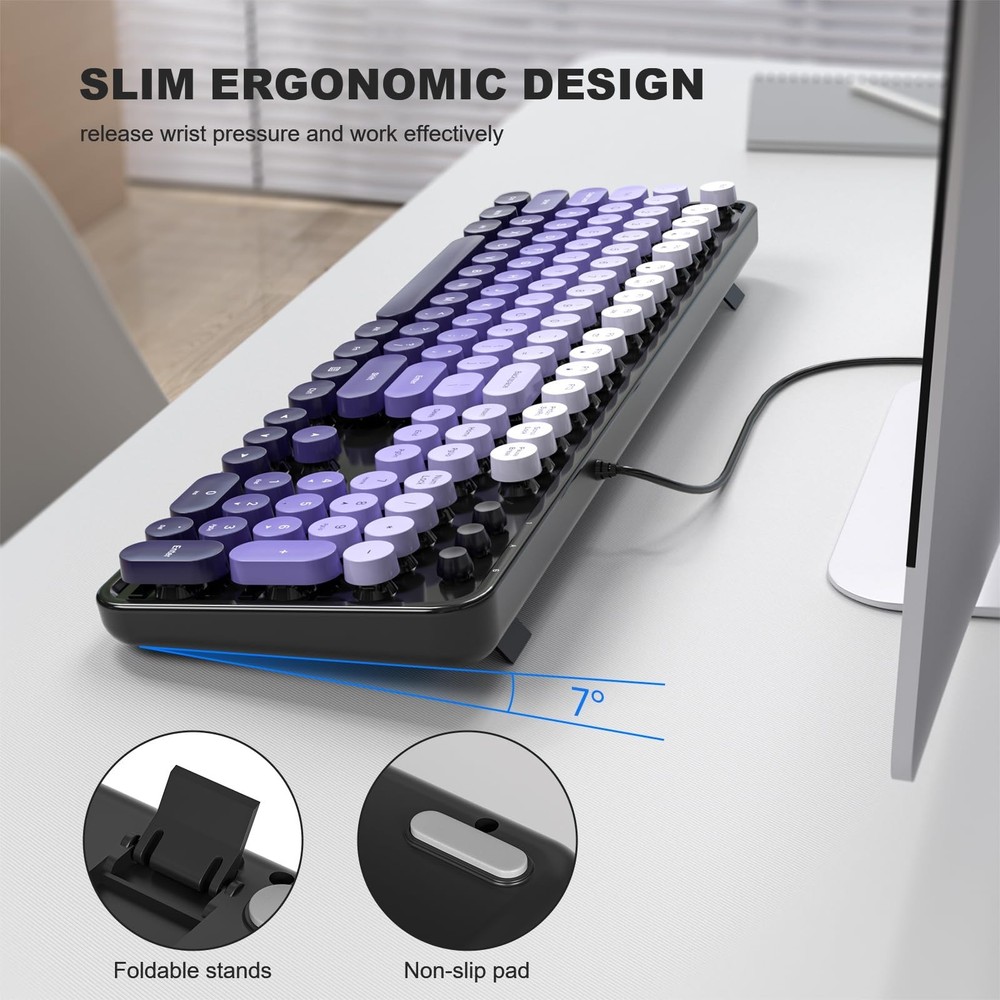 MOFII Computer Keyboards Wired, Plug Play USB Full Size Typewriter Keyboard, ...