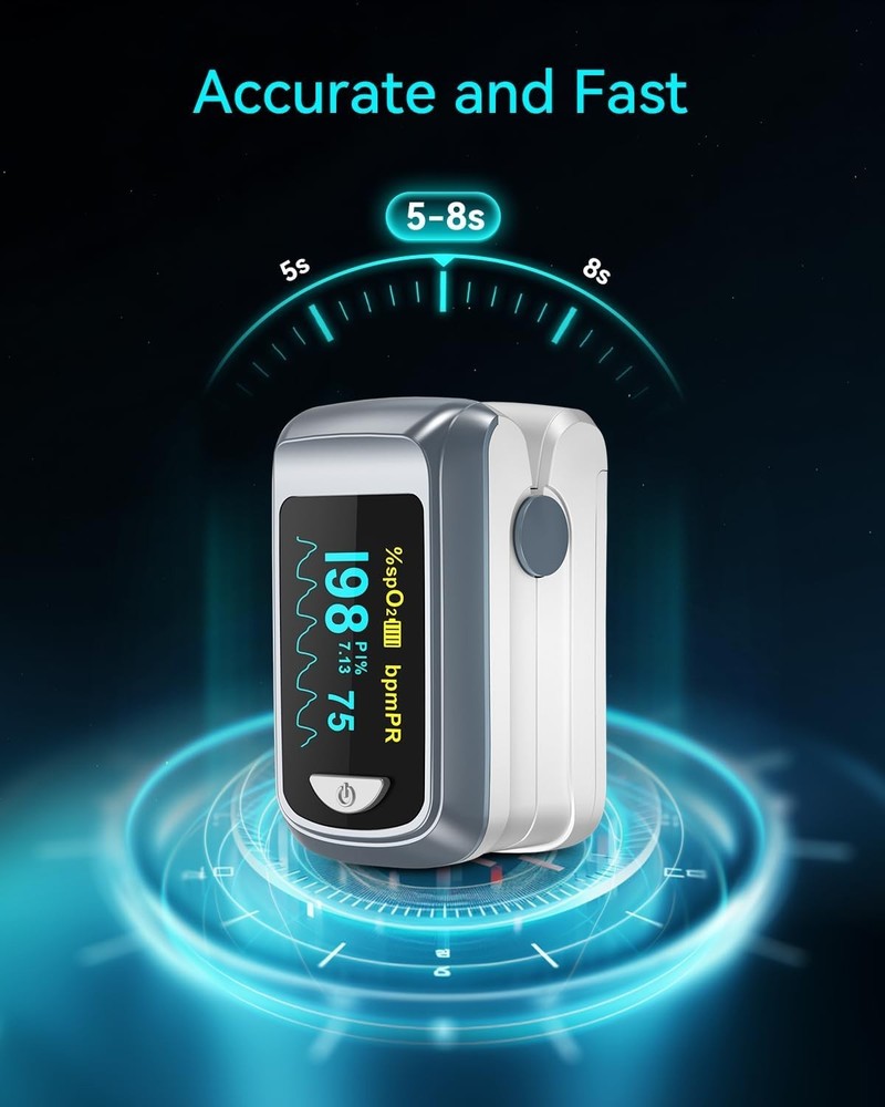 Compact & Accurate Pulse Oximeter - Easy One-Button Operation, Includes Battery