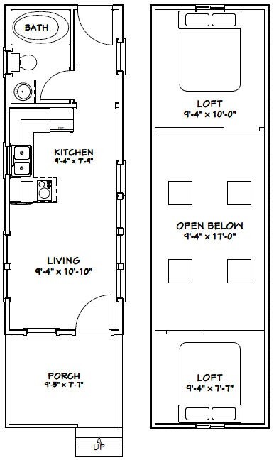 10x28 Tiny House -- 466 sq ft -- PDF Floor Plan -- Model 4A