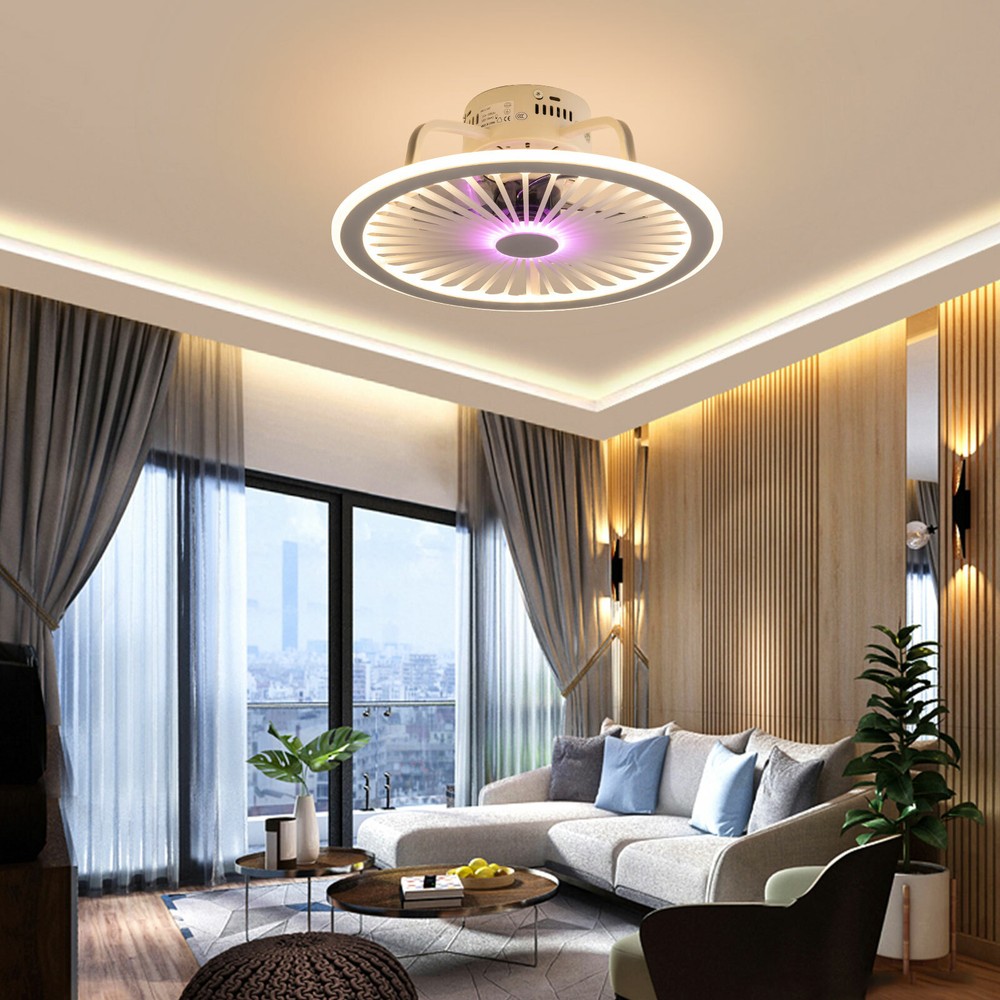 Ceiling Fan Light 48W Dimmable LED Light Flush Mount Lamp Remote Control,Timing