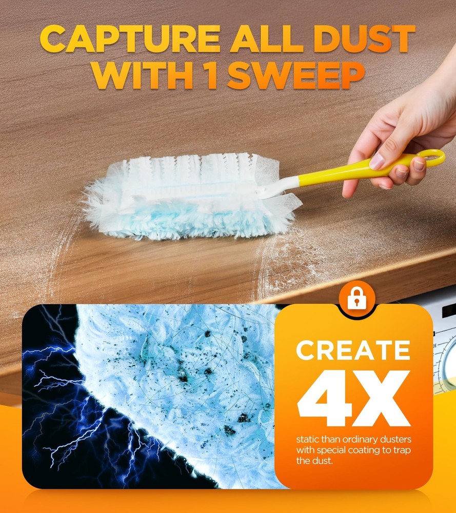 30 Count Duster Refill for Swiffer Duster with 1 Handle, One-Sided Disposable...
