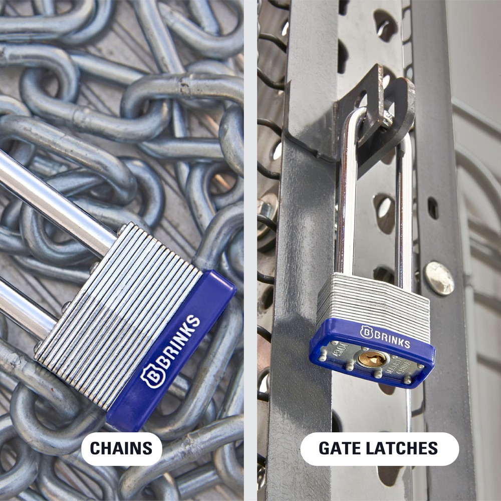 Brinks Laminated Steel 44mm Keyed Padlock with 4in Shackle