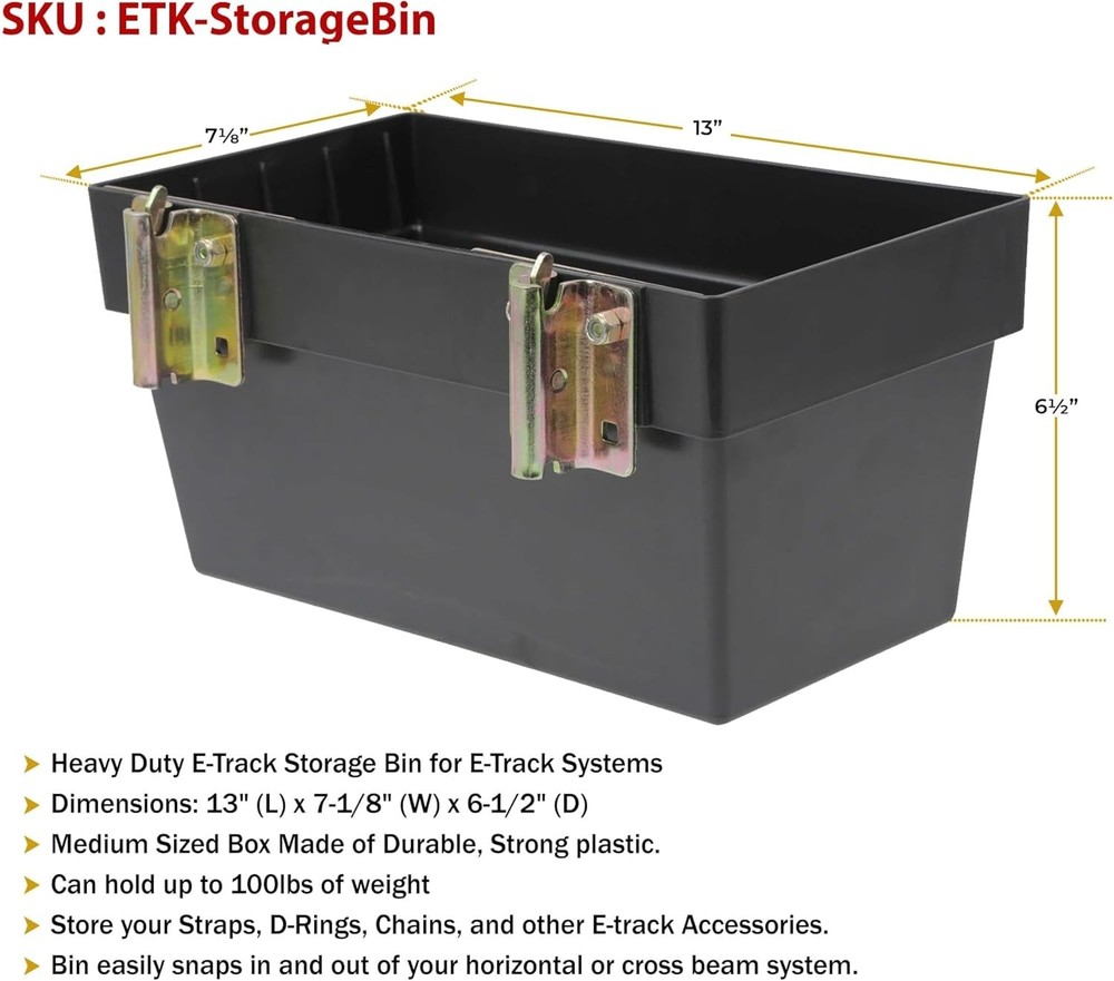 E-Track Storage Bin 2 Pack Heavy Duty E-Track Organizer for E-Track Systems