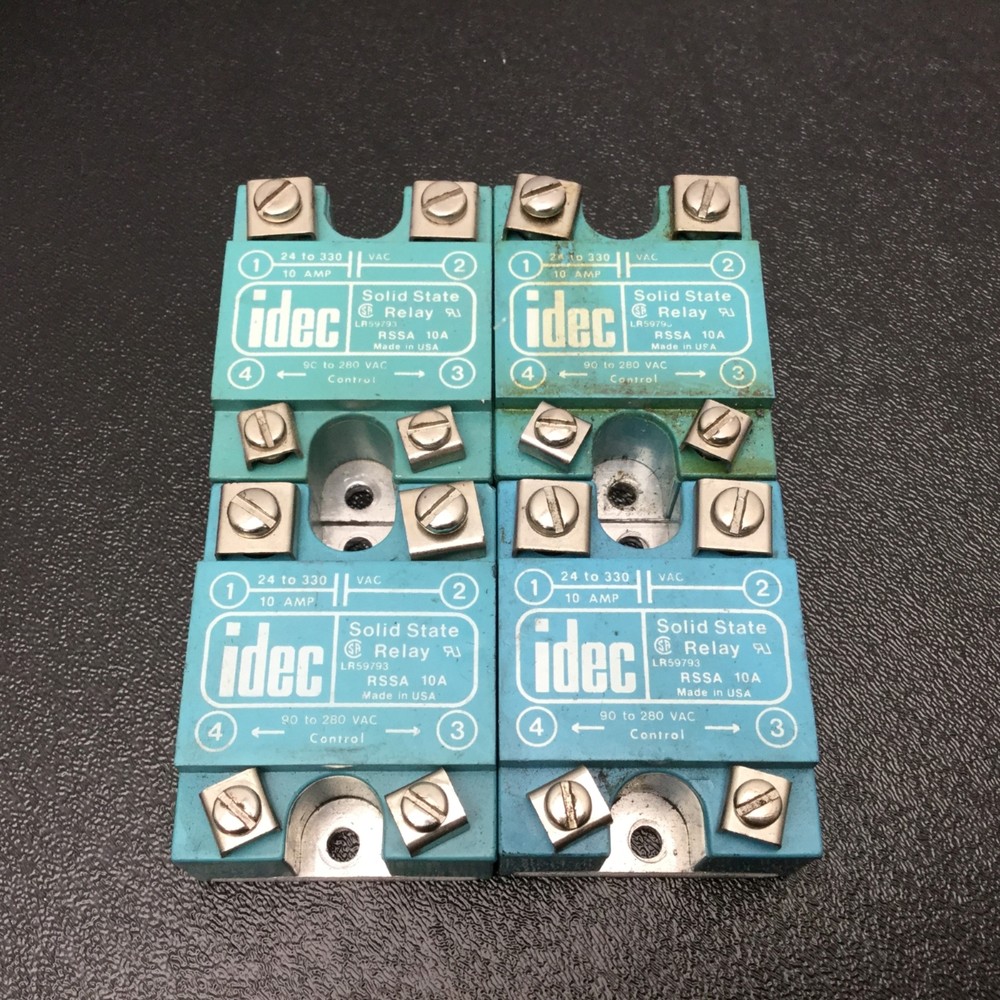 Lot Of 4 Idec RSSA-10A Solid State Relays Output: 24-330VAC Control: 90-280VAC