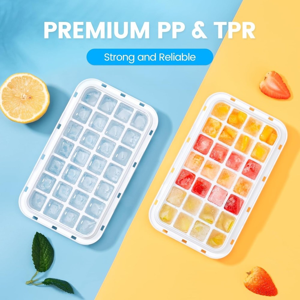 Durable Ice Cube Tray with Bin & Scoop - Quick Release for Busy Entertainers