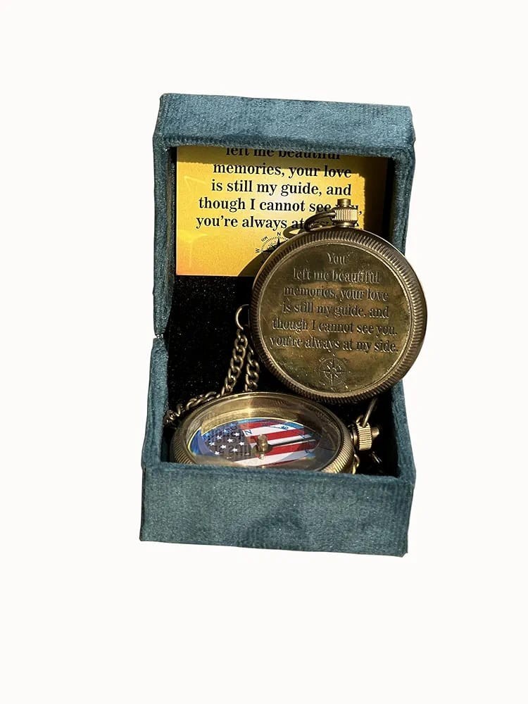 Personalised Engraved Brass Compass with Keychain - Custom Engraved Father, Son,