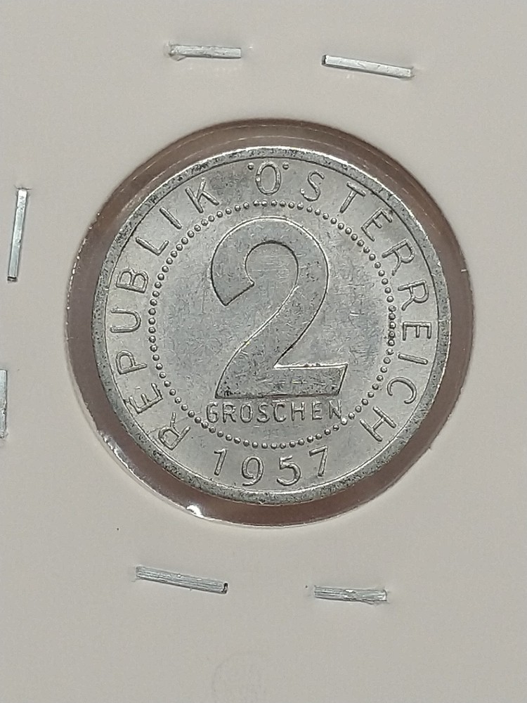 Austria 2 Groschen 1957, XF 🇦🇹 (KM#2876)