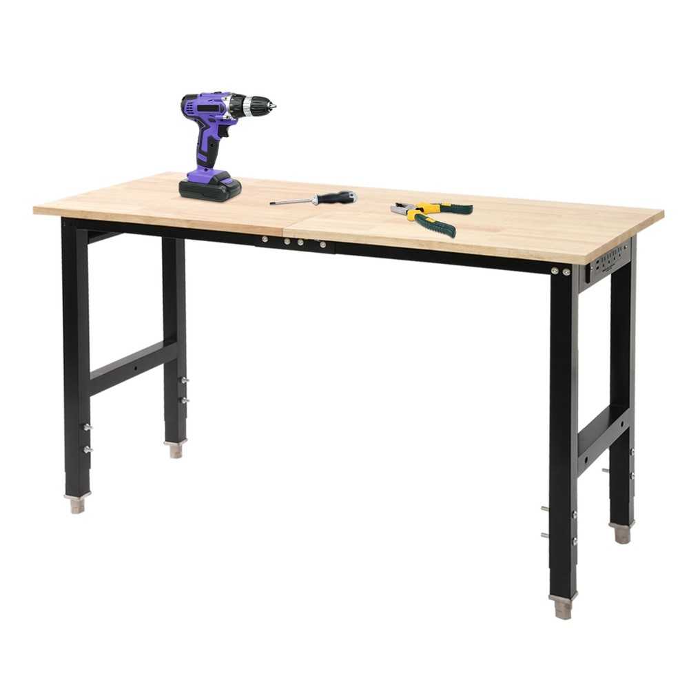 Height Adjustable Workbench with Power Outlets Heavy-Duty Work Table 110V