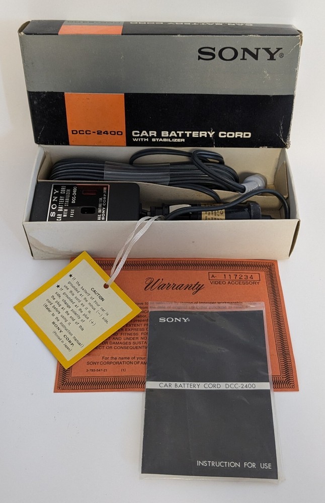 Sony DCC-2400A Car Battery Cord with Stabilizer NOS