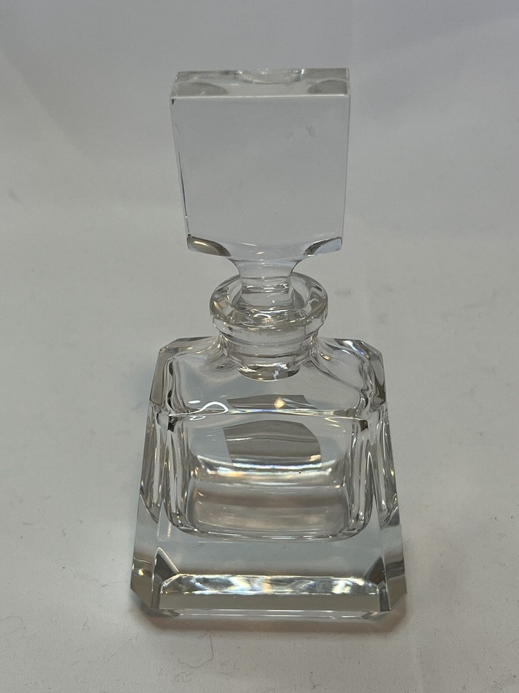 Vintage Oneida Rectangular Perfume Bottle Hand Cut And Blown KOREA Clear Crystal