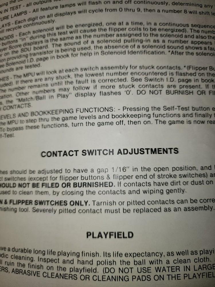 Ali Pinball Manual W/ Schematics Stern *missing Front & Back Covers*