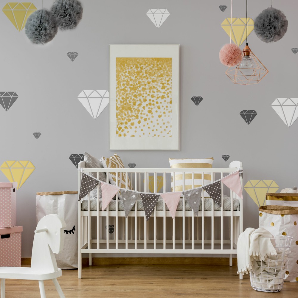 5x reusable PLASTIC Stencils / 13.4" 3.5" / Nursery Template // DIAMONDS